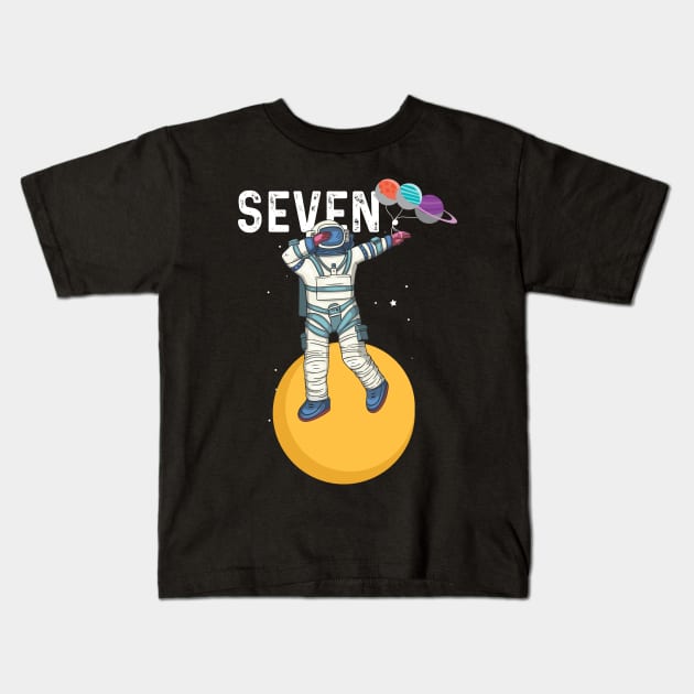 Kids 7 Years Old Outer Space 7th Birthday Gift Kids T-Shirt by GillTee